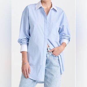 Good American Oversized Cotton Poplin Button Down Shirt Size Medium